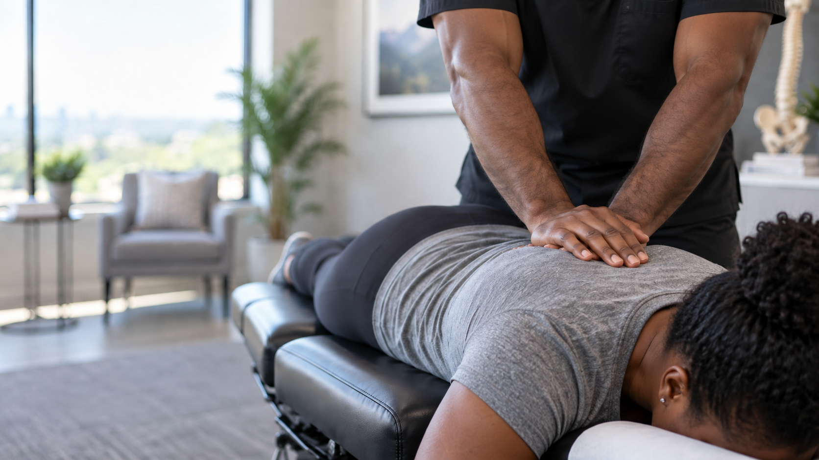 Houston back pain chiropractor performing spinal care